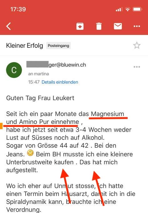 Das ist eine Rückmeldung zu unserem Amino Pur.