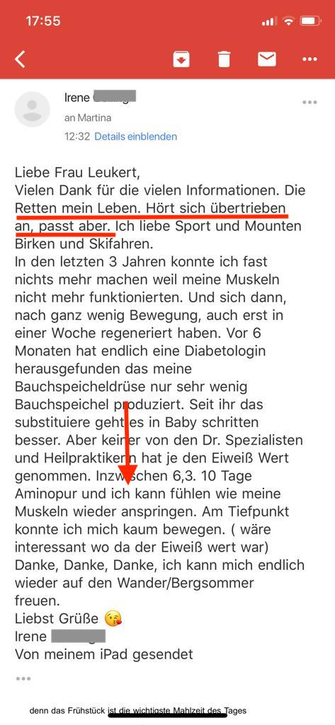 Das ist eine Rückmeldung zu unserem Amino Pur.